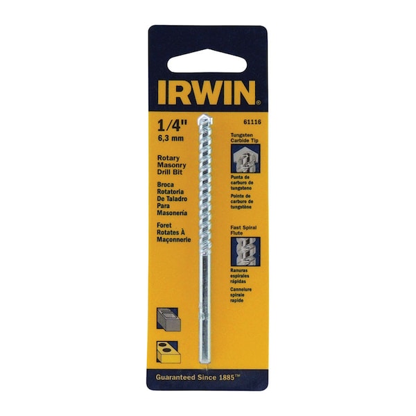 Irwin Irwin 1/4 in. X 4 in. L Carbide Tipped Rotary Drill Bit Straight Shank 1 pc 61116 - main